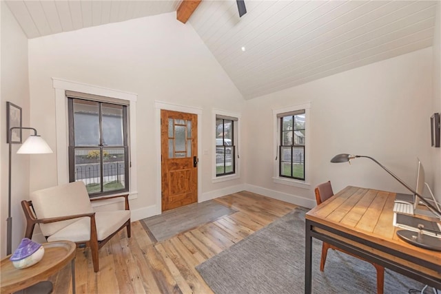 300 E Washington Ave, Breckenridge, CO 80424 - office featuring light wood-type flooring, beamed ceiling, and high vaulted ceiling