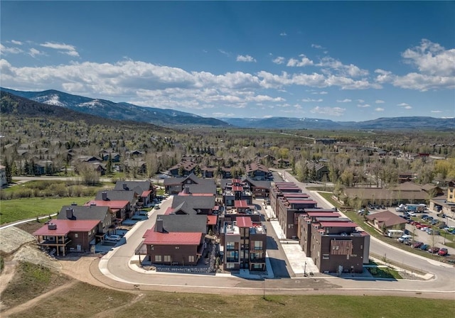 aerial view with a mountain view