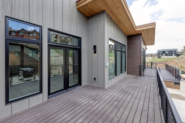 wooden deck with french doors