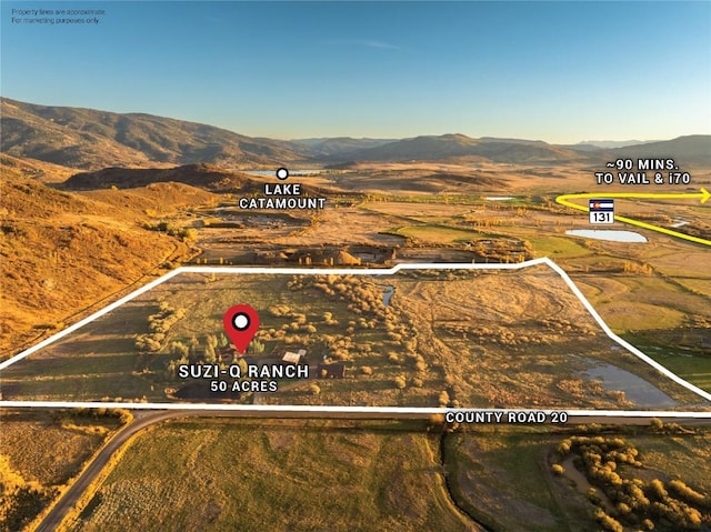 32505 County Road 20, Steamboat Springs, CO 80487 - aerial view of property's location featuring mountains and property parcel outlined