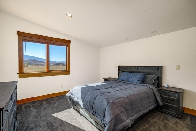 32505 County Road 20, Steamboat Springs, CO 80487 - bedroom featuring dark carpet, lofted ceiling, and recessed lighting