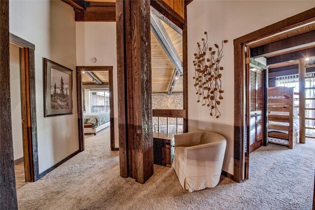 51 Salt Lick Cir Unit 51, Silverthorne, CO 80498 - hallway with carpet flooring, french doors, and beam ceiling