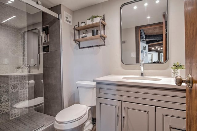 51 Salt Lick Cir Unit 51, Silverthorne, CO 80498 - full bath featuring a stall shower, vanity, and recessed lighting