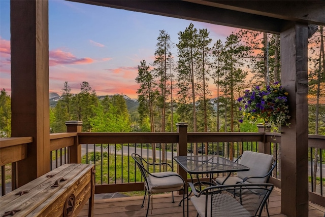 564 White Cloud Dr, Breckenridge, CO 80424 - deck at dusk with outdoor dining area