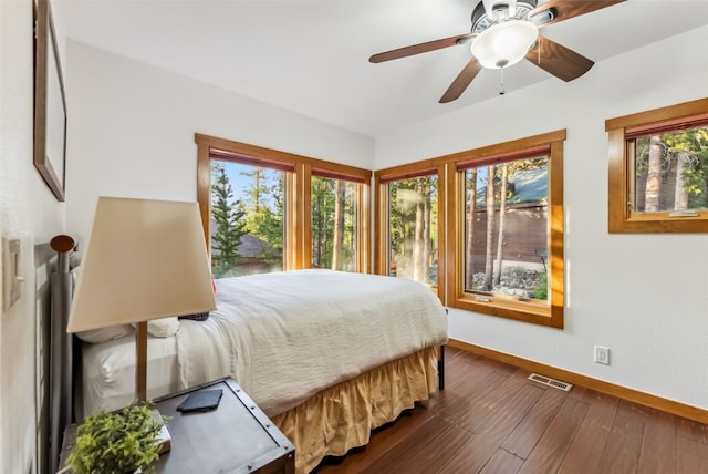 564 White Cloud Dr, Breckenridge, CO 80424 - bedroom featuring dark wood-style floors and ceiling fan