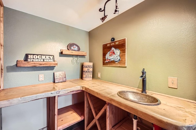 133 Lake Dr, Florissant, CO 80816 - wine area with a textured wall and a sink