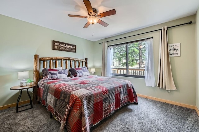 133 Lake Dr, Florissant, CO 80816 - bedroom featuring ceiling fan, baseboards, and carpet