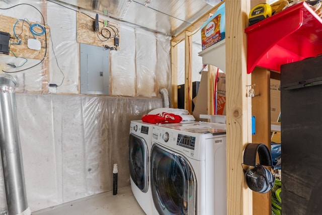 1729 Pinto Trl, Como, CO 80432 - washroom featuring electric panel and washer and dryer