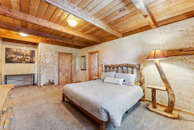 665 Whispering Pines Ln, Breckenridge, CO 80424 - carpeted bedroom featuring a wood ceiling with exposed beams and a fireplace