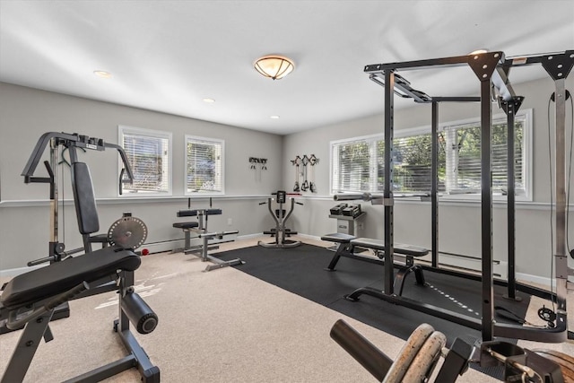 1750 Fish Creek Falls Rd, Steamboat Springs, CO 80487 - workout room featuring baseboards and recessed lighting