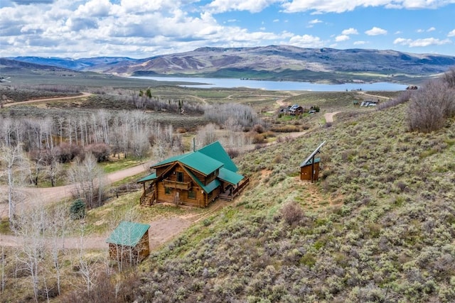 24110 Arapahoe Rd, Oak Creek, CO 80467 - drone / aerial view with a water and mountain view