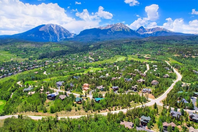 drone / aerial view with a mountain view
