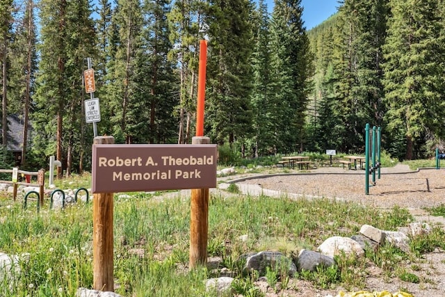 112 Grey Squirrel Ln, Breckenridge, CO 80424 - community sign featuring a wooded view