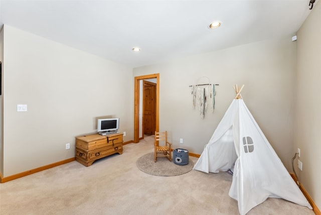 960 Whispering Pines Ln, Breckenridge, CO 80424 - recreation room with recessed lighting, baseboards, and light carpet