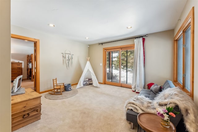 960 Whispering Pines Ln, Breckenridge, CO 80424 - playroom with baseboards, carpet flooring, and recessed lighting