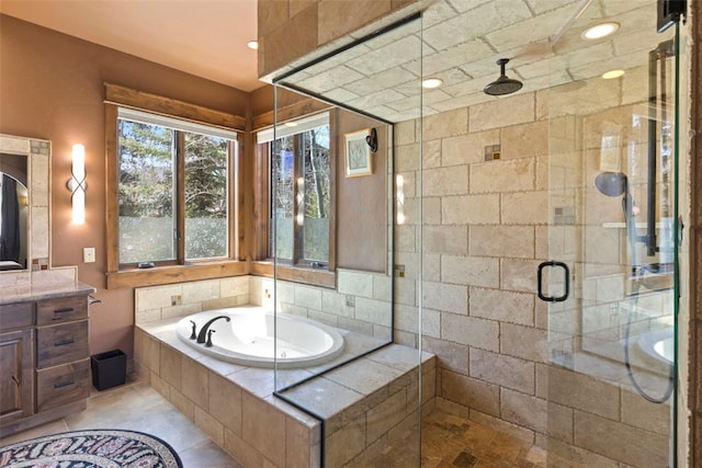 210 Game Trail Rd, Silverthorne, CO 80498 - full bath with a stall shower, vanity, and a bath