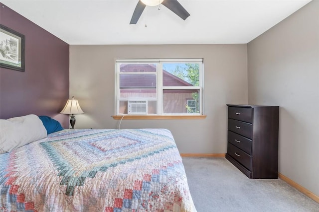 2981 Abbey Rd, Steamboat Springs, CO 80487 - bedroom with cooling unit, light carpet, and ceiling fan