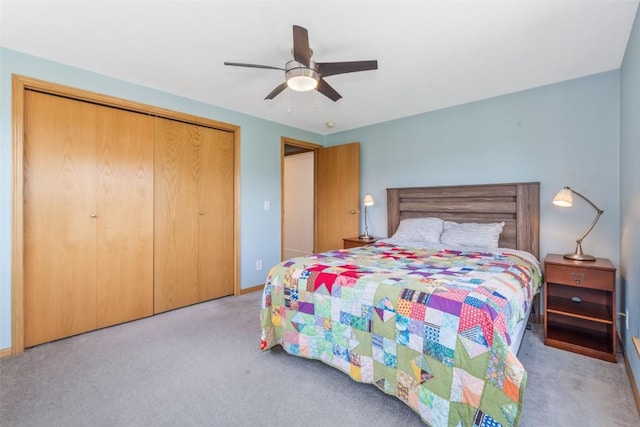 2981 Abbey Rd, Steamboat Springs, CO 80487 - bedroom with carpet floors, a closet, and ceiling fan