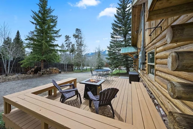 316 Hummingbird Cir, Silverthorne, CO 80498 - wooden deck with a fire pit and a mountain view