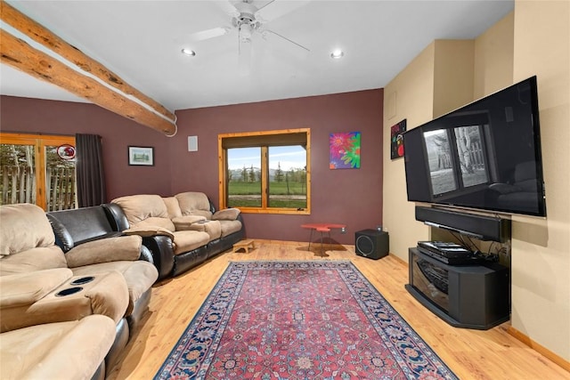 27426 Brandon Cir, Steamboat Springs, CO 80487 - living area with wood finished floors, ceiling fan, and recessed lighting