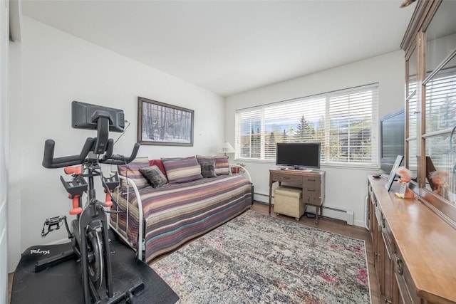1399 Morgan Ct Unit 704, Steamboat Springs, CO 80487 - workout area featuring baseboard heating and wood finished floors