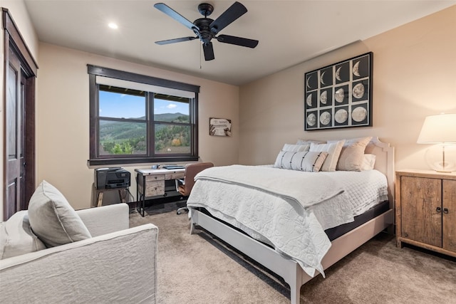 67 Outpost Dr Unit 67, Keystone, CO 80435 - bedroom featuring carpet flooring, a ceiling fan, and recessed lighting