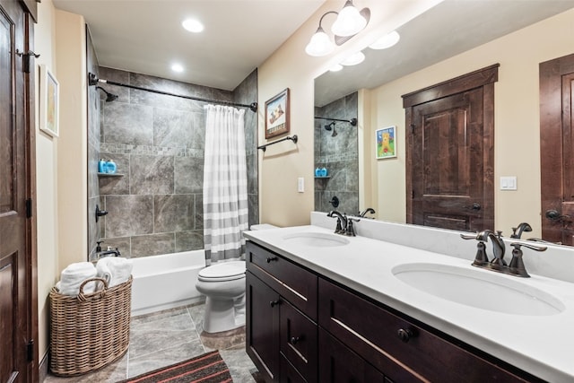 67 Outpost Dr Unit 67, Keystone, CO 80435 - full bath with shower / bath combo with shower curtain, double vanity, and recessed lighting