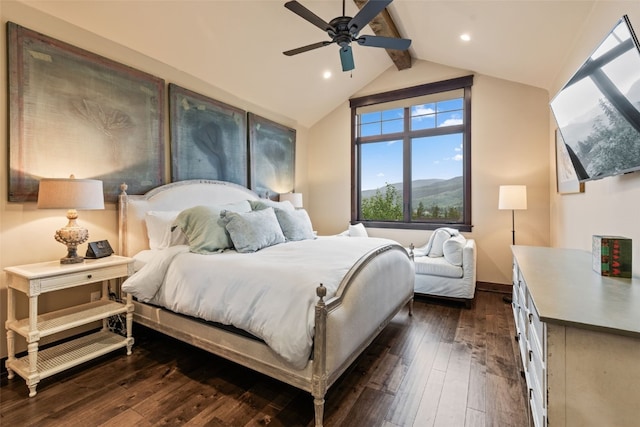 67 Outpost Dr Unit 67, Keystone, CO 80435 - bedroom featuring dark wood-type flooring, recessed lighting, and a ceiling fan