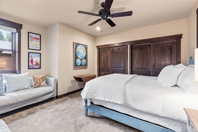 67 Outpost Dr Unit 67, Keystone, CO 80435 - bedroom with light colored carpet and ceiling fan