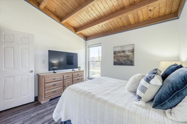 8300 Ryan Gulch Rd Unit F306, Silverthorne, CO 80498 - bedroom featuring wood ceiling and dark wood-style floors