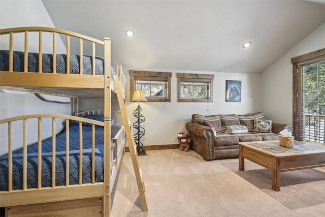 28 Tieze Ln, Keystone, CO 80435 - bedroom featuring lofted ceiling, carpet floors, and recessed lighting