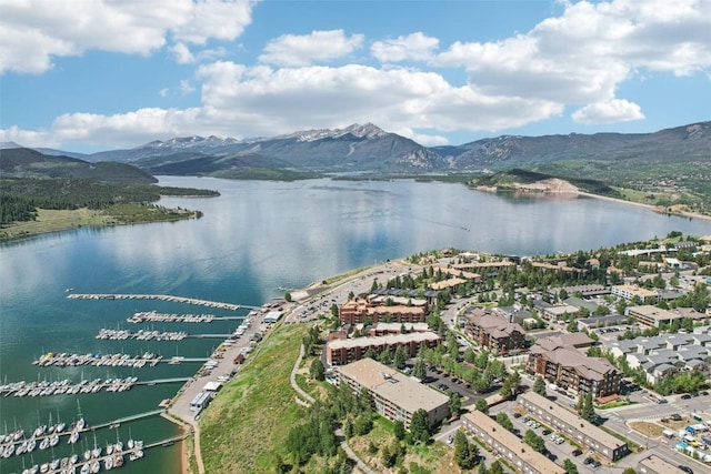 210 E Ln Bonte St Unit 121, Dillon, CO 80435 - aerial view of property and surrounding area with a water and mountain view