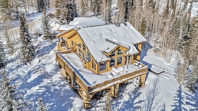 252 Lake View Dr, Silverthorne, CO 80498 - snowy aerial view featuring a view of trees