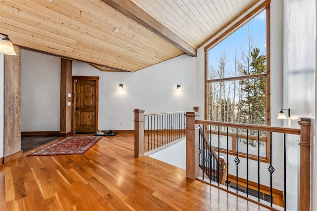 252 Lake View Dr, Silverthorne, CO 80498 - entryway featuring wood finished floors, wooden ceiling, and baseboards