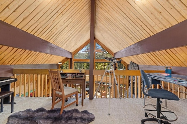 36 Silk Sisters Pl, Fairplay, CO 80440 - office space featuring carpet floors and wood ceiling
