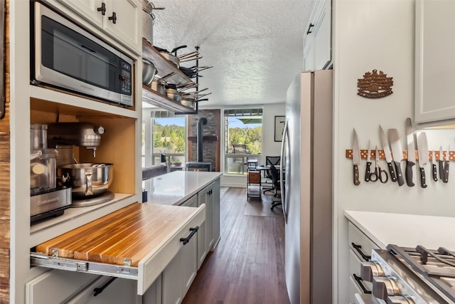 340 Straight Creek Dr Unit 206, Dillon, CO 80435 - kitchen featuring appliances with stainless steel finishes, a textured ceiling, and dark wood-style flooring
