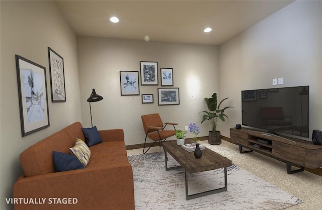 living room featuring carpet floors