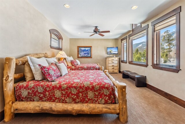 152 County Road 1040, Frisco, CO 80443 - carpeted bedroom with baseboards, a ceiling fan, and recessed lighting