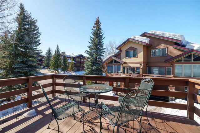 2838 Kitzbuhel Court ., Steamboat Springs, CO 80487 - snow covered deck with outdoor dining area