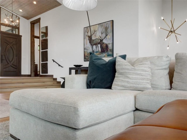 304 Raven Golf Ln, Silverthorne, CO 80498 - living room with a chandelier, recessed lighting, and wood finished floors