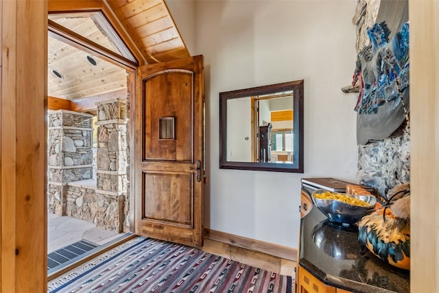 731 Lakeview Cir, Silverthorne, CO 80498 - corridor with wood ceiling and baseboards