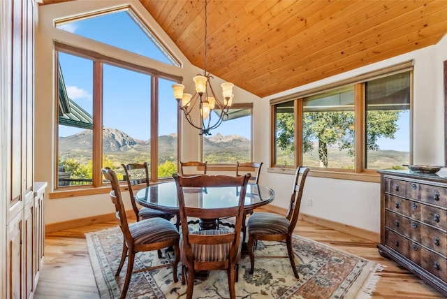 731 Lakeview Cir, Silverthorne, CO 80498 - sunroom / solarium with lofted ceiling, a chandelier, a mountain view, and plenty of natural light