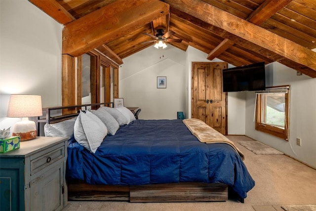 31500 Runaway Pl Unit 405, Steamboat Springs, CO 80487 - bedroom featuring carpet flooring, wooden ceiling, and a ceiling fan