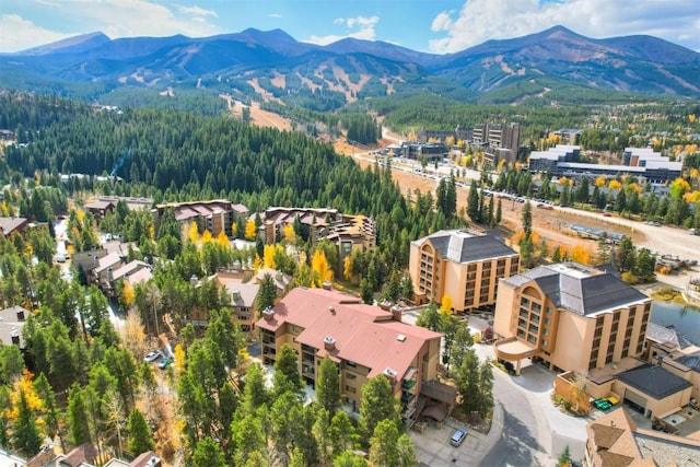 720 Columbine Rd Unit 104, Breckenridge, CO 80424 - drone / aerial view of a mountainous background and a forest