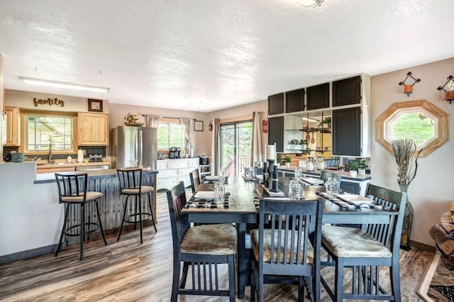 420 County Rd 130, Kremmling, CO 80459 - dining space featuring a textured ceiling and light wood-style flooring