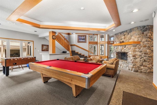 203 Creekside Dr Unit 201, Frisco, CO 80443 - game room featuring carpet flooring, a raised ceiling, billiards, and recessed lighting