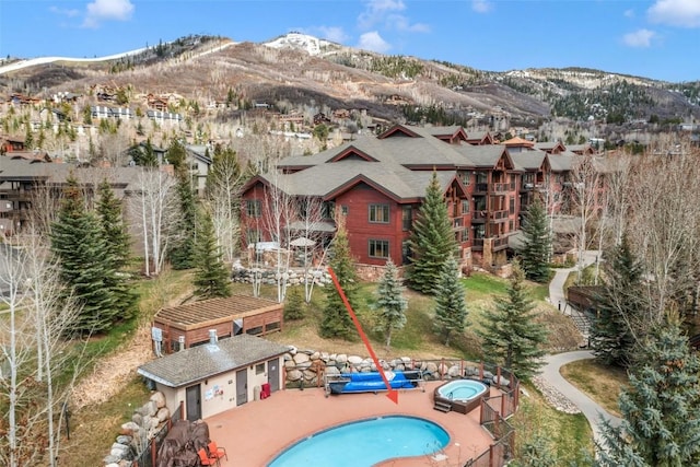 1800 Medicine Springs Dr Unit 5105, Steamboat Springs, CO 80487 - view from above of property with mountains and a pool area