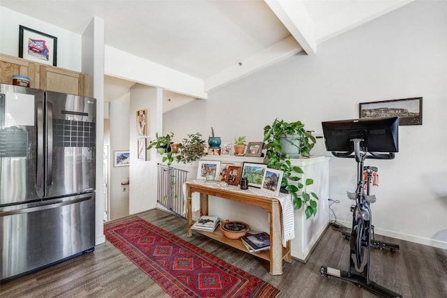 471 Enterprise St Unit C, Hayden, CO 81639 - kitchen featuring smart refrigerator, wood finished floors, and light brown cabinets