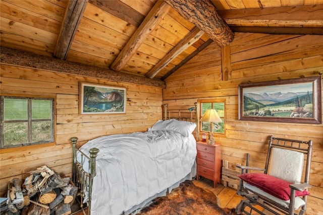 27845 County Road 41a, Steamboat Springs, CO 80487 - bedroom featuring wood ceiling, multiple windows, wood-type flooring, and wooden walls