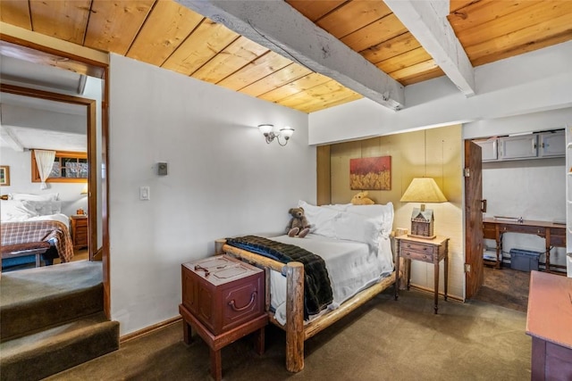 27845 County Road 41a, Steamboat Springs, CO 80487 - bedroom with wooden ceiling, carpet floors, and beamed ceiling
